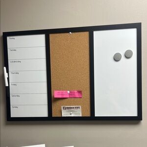 Black Framed Weekly Planner and Cork Board Combo